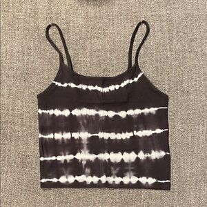 American Eagle Outfitters Black and White Tie-Dye Crop Tank
